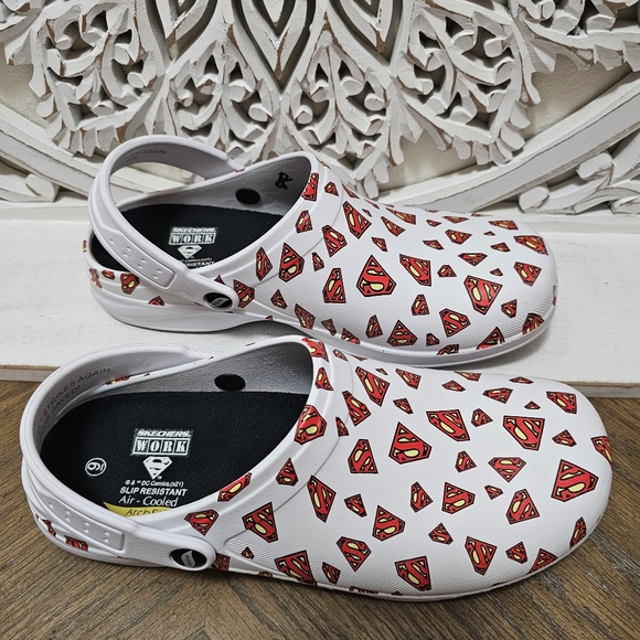 Sketchers work White and Red Superman Clogs (crocs) - Picture 3 of 9